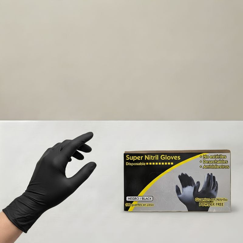 GUANTES NITRIL GLOVES NEGRO X 100