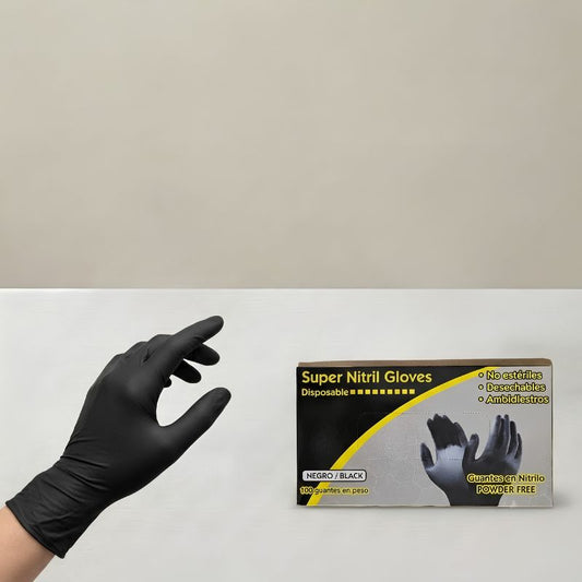 GUANTES NITRIL GLOVES NEGRO X 100